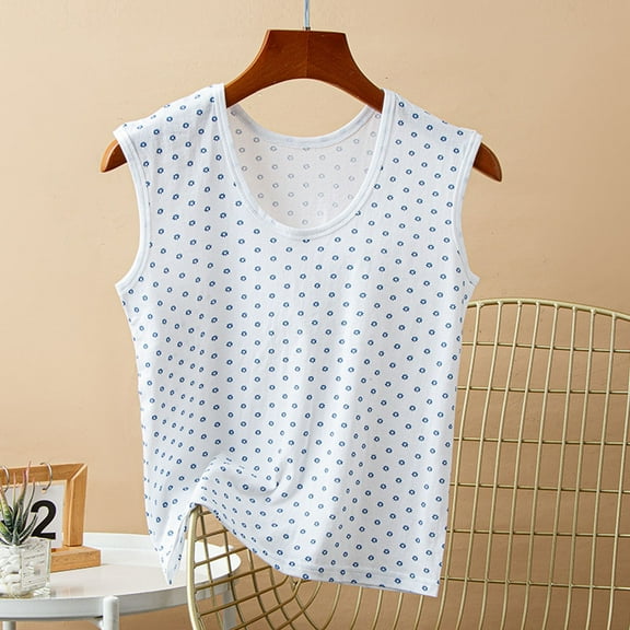 Xysaqa Women's Cotton Tank Tops Casual Summer Crew Neck Tshirts Loose Cute Floral Tank Top Sleeveless Solid Color Comfy Basic Tee Shirt(Available In Plus Size) Blue XL Summer Savings