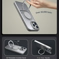 thumbnail image 2 of for iPhone 16e Case with Kickstand - Military-Grade Shockproof Protection, Compatible with Mag-Safe, Translucent Design with Rotatable Ring Holder Magnetic Case for iPhone 16e, Grey, 2 of 6
