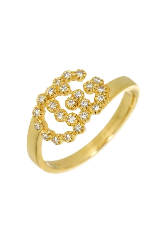 Pre-Owned Gucci GG Running #6 Ring with Diamonds, 18K Yellow Gold (750)