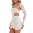 thumbnail image 4 of Lucakuins Conjunto de 2 piezas para mujer, minivestido ahuecado sin tirantes y sin espalda con traje de encaje de hombros, ropa de club Lucakuins  moda, 4 of 5