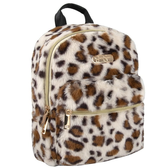 Jessica Simpson Mini Plush Backpack for Women for Going Out, Work, Commuting & Traveling in Chic Cheetah