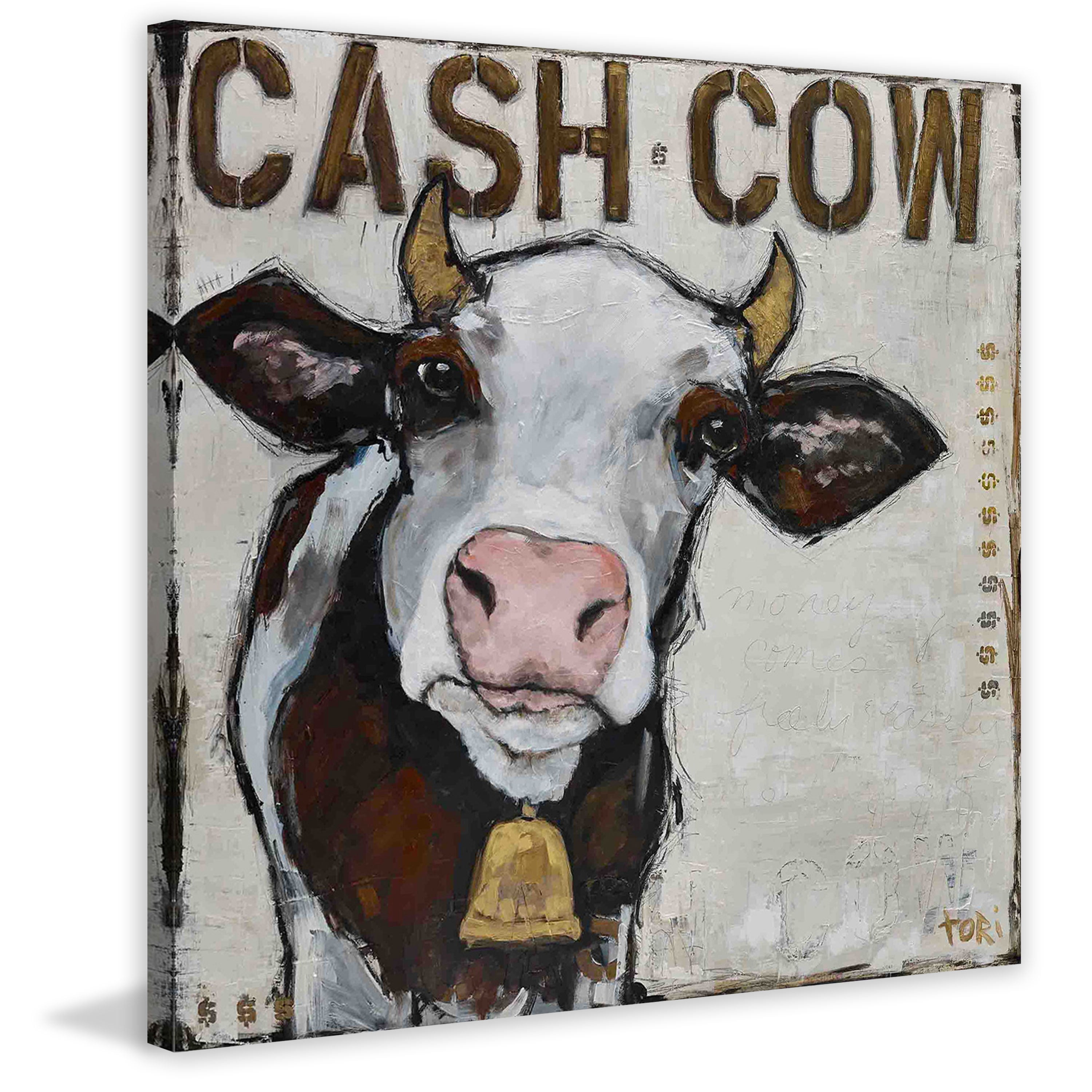 Marmont Hill "Cash Cow" by Tori Campisi Painting Print on Canvas