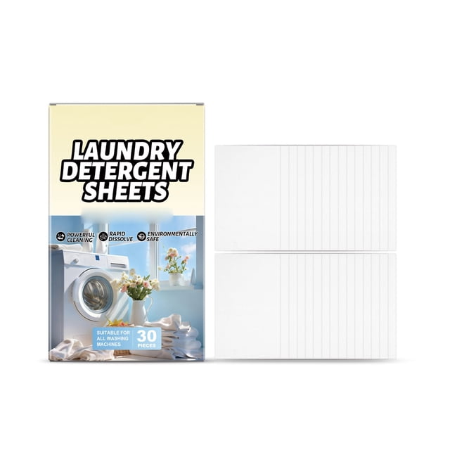Laundry Detergent Sheets, 30-Count Pre-Measured Strips For Stain Odor Removal, Portable Travel-Friendly, Works In He & Standard Washers, Fresh Scent, Eco-Conscious