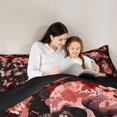 thumbnail image 4 of Castle Fairy Halloween Splash Skull King Size Comforter Sets 3pcs,Graffiti Skeleton Butterfly Comforters King Size,Red Blacks,1 Comforter and 2 Pillowcases,Black Reversible, 4 of 6