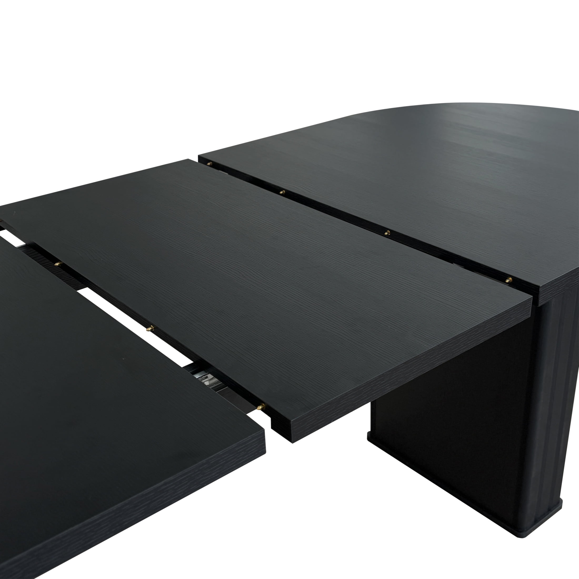Noble House Phineas 78.74" Travertine-Inspired Oval Extendable Dining Table for 4–8, Wooden Strip Base, Black