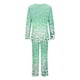 thumbnail image 5 of Puntoco Traje De Manga Larga + Pantalones Con Cuello En V Estampado Informal A La Moda Para Mujer Verde Menta S, 5 of 6