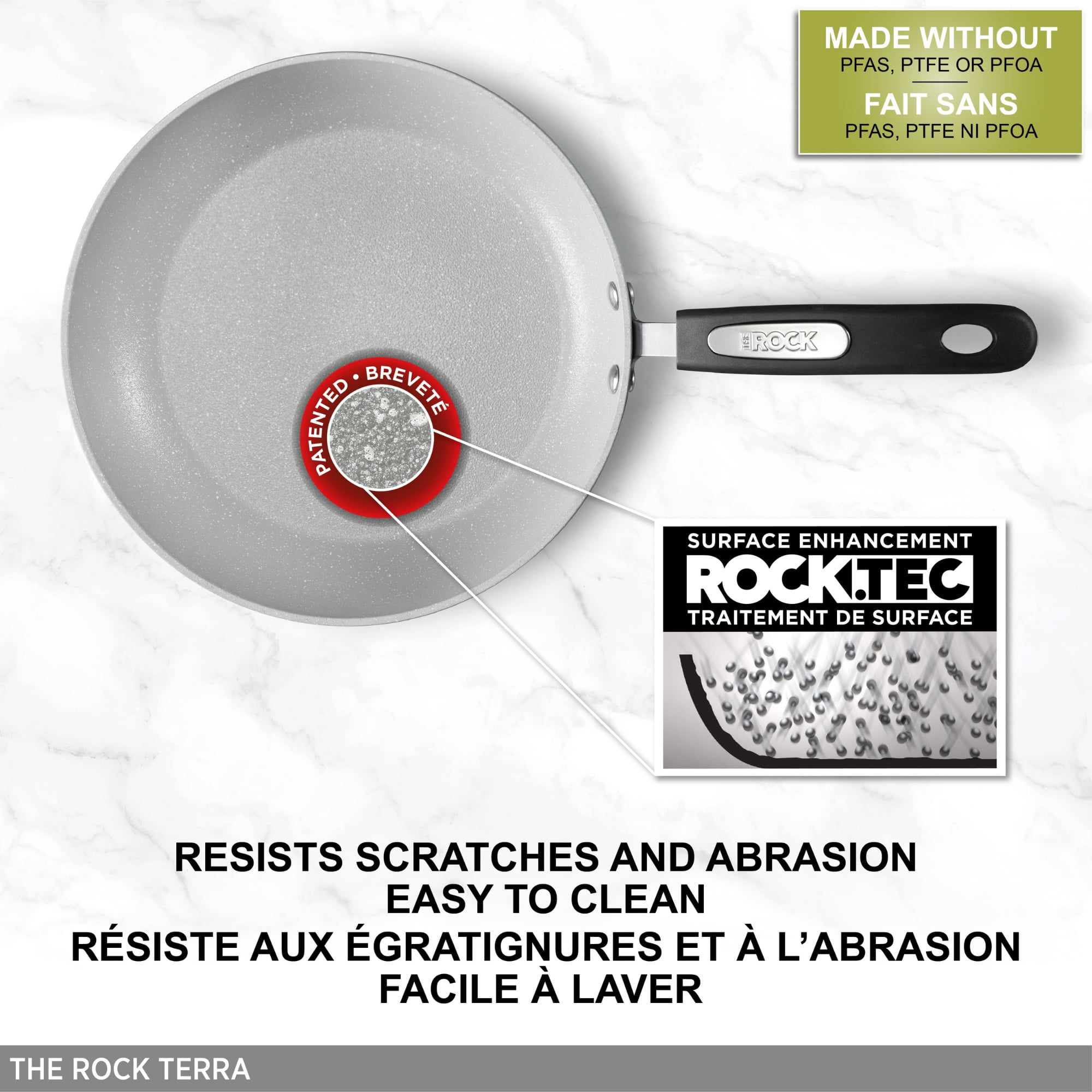 Starfrit The Rock Terra Non-Stick Frypan, 8" (20cm) Diameter, Ceramic PFOA Free Coating, Thick aluminum base, Sage