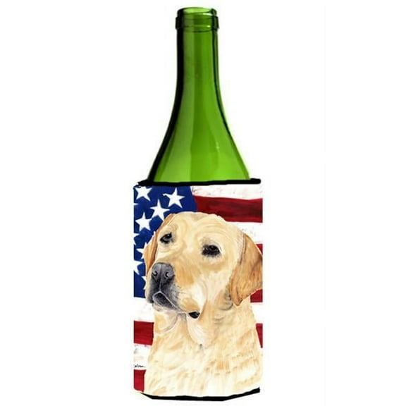 Usa American Flag With Labrador Wine bottle sleeve Hugger - 24 oz.