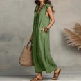 thumbnail image 4 of BOMYJESK Womens Dresses V Neck Ruffle Sleeve 2026 Cotton Linen Dress Casual Summer Maxi Dresses Beach Flowy Sundress with Pockets Army Green XXL, 4 of 5