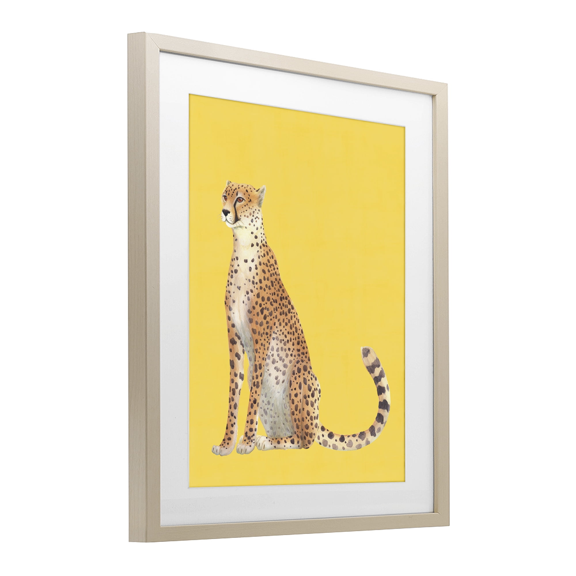 Stupell Industries Cheetah on Vibrant Yellow Birch Framed Print Under Glass, design by Karolina Sato