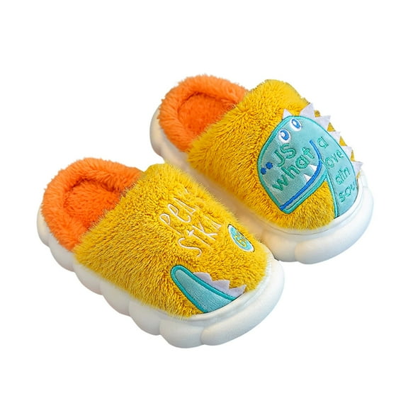 Ketyyh-chn99 Kids House Slippers Winter Warm Shoes Girl's Soft Plush Lightweight House Slippers Non Slip Cross Band Slip On Open Toe Cozy Indoor Outdoor Slippers Size for 24,Yellow