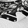thumbnail image 5 of Erosebridal Boho Sun Moon Face Twin Quilt Set, Spooky Night Floral Twin Coverlet Set for Boys Girls, Black White, 2-Piece 1 Bedspread and 1 Pillowcase, 5 of 7