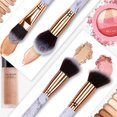 thumbnail image 5 of Juego de brochas de maquillaje de 10 Uds., brochas profesionales con mango de mármol, cerdas sintéticas naturales suaves y sin olor, color blanco Feliz Sencillez, 5 of 5