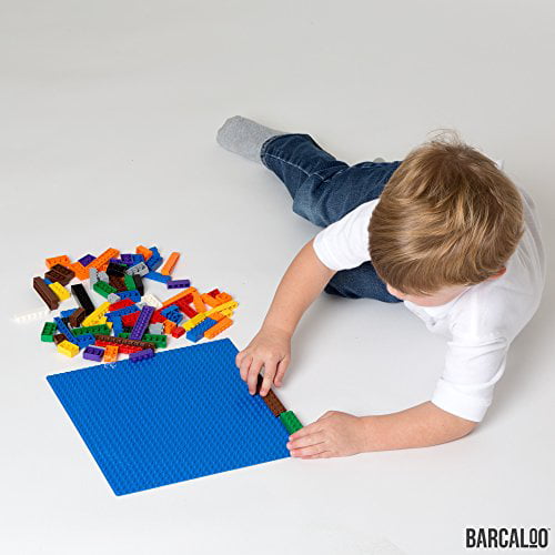 Barcaloo 10 Inch x 10 Inch Baseplate for Building Bricks Blue 4 Pack Classic Baseplates Compatible with All Major Brands 