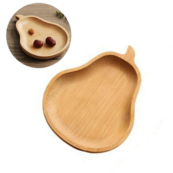 Khaki Pear Shaped Wooden Plate for Food Storage Safe and Ideal for Cake Snacks Fruit 10.2 x 7.8 inches