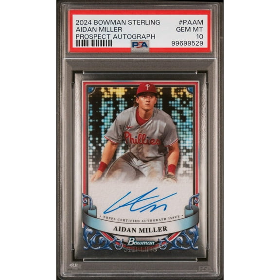 Graded 2024 Topps Bowman Sterling Aidan Miller #PAAM Prospect Autograph Rookie RC Baseball Card PSA 10 Gem Mint
