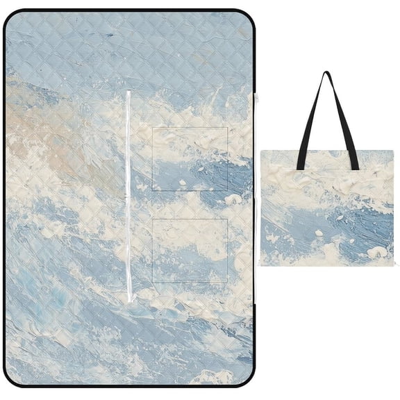 Marble Texture Picnic Blanket Waterproof Outdoor Beach Blanket Hand-held Pad Suitable for Travel, Camping, Beach, Family Gatherings