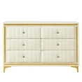 thumbnail image 5 of Better Home Products Velvet 6 Drawer Dresser with Gold Legs in Cream, 5 of 6