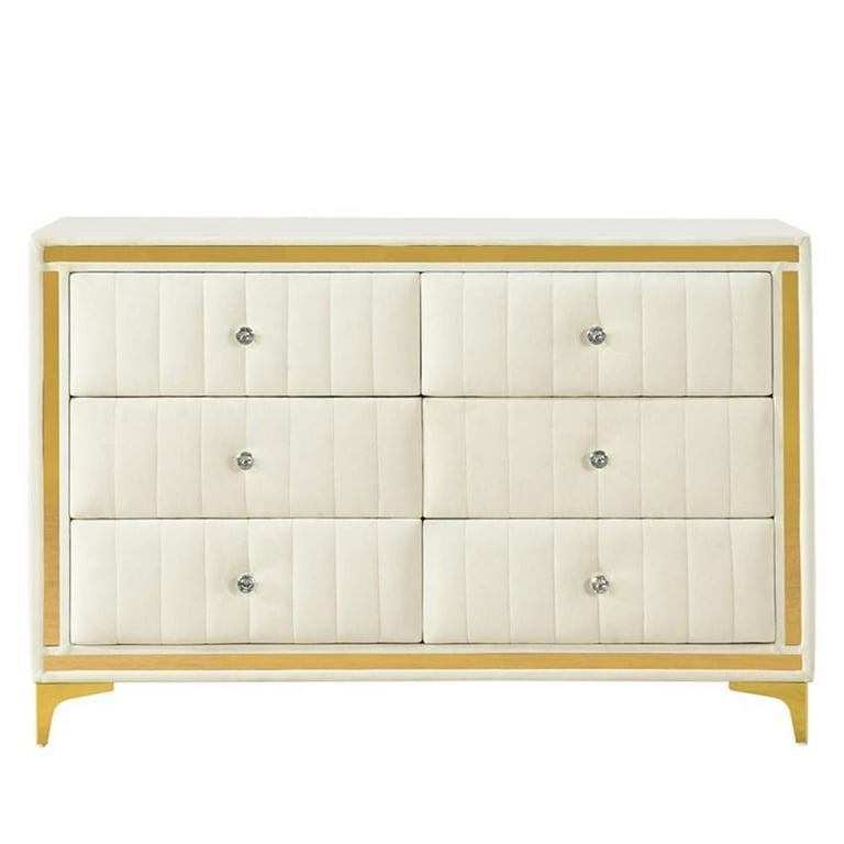 Better Home Products Cream Velvet Bedroom Dresser, 6 Drawers with Gold Legs - Walmart.com Better Home Products Cream Velvet Bedroom Dresser, 6 Drawers with Gold Legs - Walmart.com