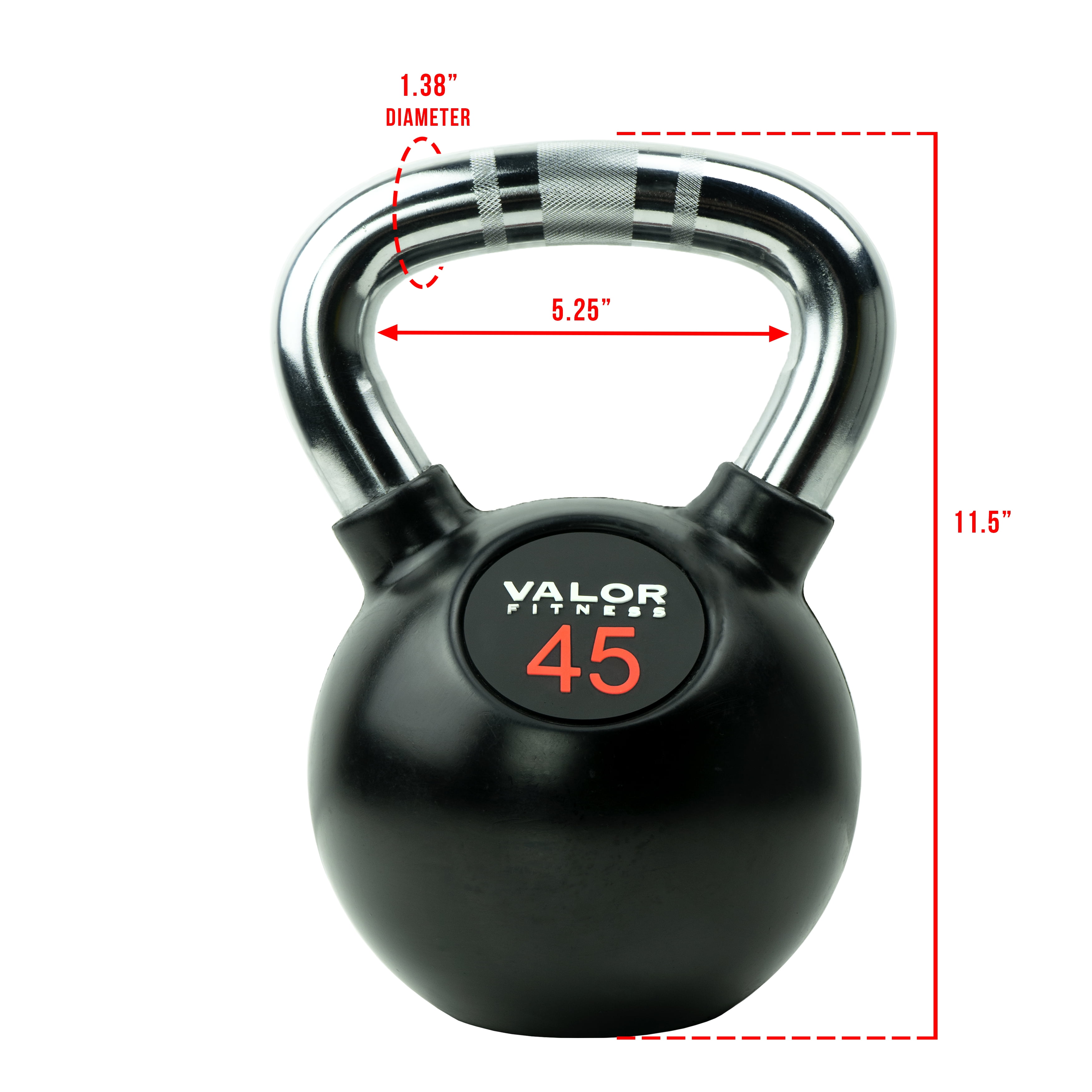 Valor Fitness Chrome Kettlebell - 45lb Full Body Strength Training Equipment
