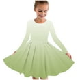 thumbnail image 2 of Girls Dresses Long Sleeve Size 4-14 Teens Kids Trendy Gradient Printed Crewneck A-Line Ballet Dance Workout Midi Dress, 2 of 5