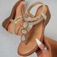 thumbnail image 6 of Fiaer Platform Wedge Sandals for Women Fashion Summer Boho Rhinestones Gladiator Open Toe Low Heel Sandals Lightweight Outdoor Sandals Gold 6, 6 of 9