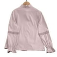 thumbnail image 6 of Olyvenn Women's Lace Patchwork Button Down Shirts Fall Dressy Casual Long Sleeve Stand Collar Business Blouse Loose Fit Work Top Pink XXL, 6 of 9