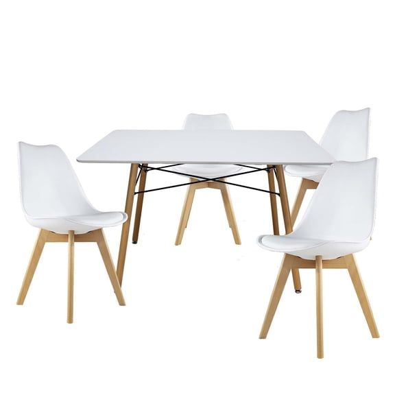 Set de comedor Oslo Mundo In Melamina 120 Blanco 4 sillas Frankfurt Blanco Minimalista