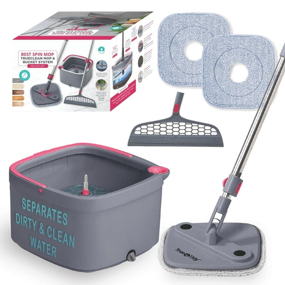 Square Spin & Bucket Smart Floor Mop With Separate Compartments For Clean And Dirty Water Self Cleaning (Mop Bucket With Squeegee Sweeper)