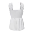 thumbnail image 6 of Glisme Tank Tops For Women Frill Smocked Crop Tank Top Tie Shoulder Strap Vest Tanks Tops T Shirts Versatile White T Shirt, 6 of 8