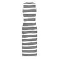 thumbnail image 5 of Henpk Summer Dresses for Women Striped T Shirt Dress Casual Midi Dress Short Sleeve Sundress with Pockets Casual Classic Knitted Shirt Striped Long Dress Fashionable Dress White L, 5 of 8