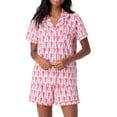 thumbnail image 1 of Womens Y2k Pajamas Set 2 Piece Button Down Monkey Shorts Set Roller Dupes Rabbit Preppy Loungewear Pjs Pink, 1 of 4