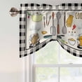 thumbnail image 4 of Tie Up Valance for Windows Cooking Kitchenware Gnome Curtains Valances Rod Pocket Valance Window Treatments Kitchen Tool Black Plaid Balloon Curtains for Kitchen Living Room Bedroom 42x12 Inch, 4 of 9