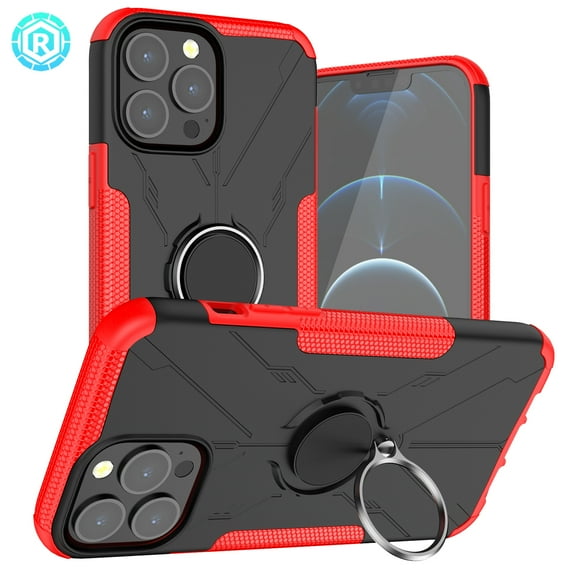 SaniMore for iPhone 14 Pro 6.1" 2022 Case, [360°Rotating Kickstand] [Magnetic Car Mount]Shockproof Anti-drop Tri-layer Matte Hybird Rugged Heavy Duty Protective Shell, Red
