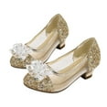 thumbnail image 2 of Ccpelsie Girls Dress Shoes Mary Jane Wedding Flower Bridesmaids Heels Glitter Princess Shoes for Kids Toddler(Gold,3.5), 2 of 6