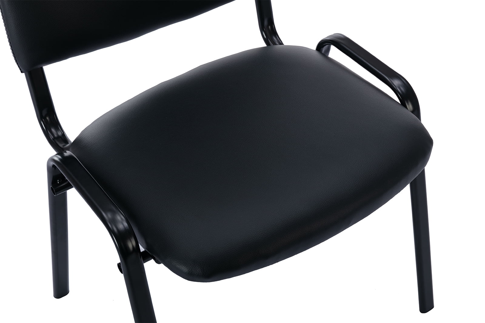 Guyou Black Stackable Conference Room Chairs Set of 5, Armless Leather Reception Chair, Ergonomic Office Chair with Back, Visitor Chairs for Conference Room Training Room Waiting Room School