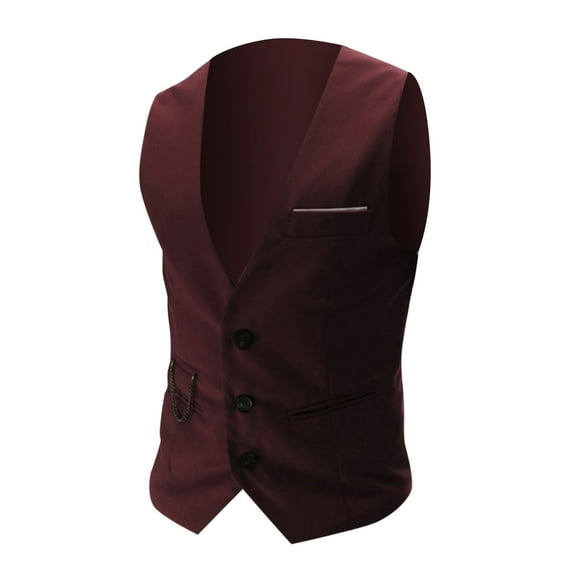 CHUOU Men's Business Leisure Wedding Vest V Neck Sleeveless Slim Jacket Vest