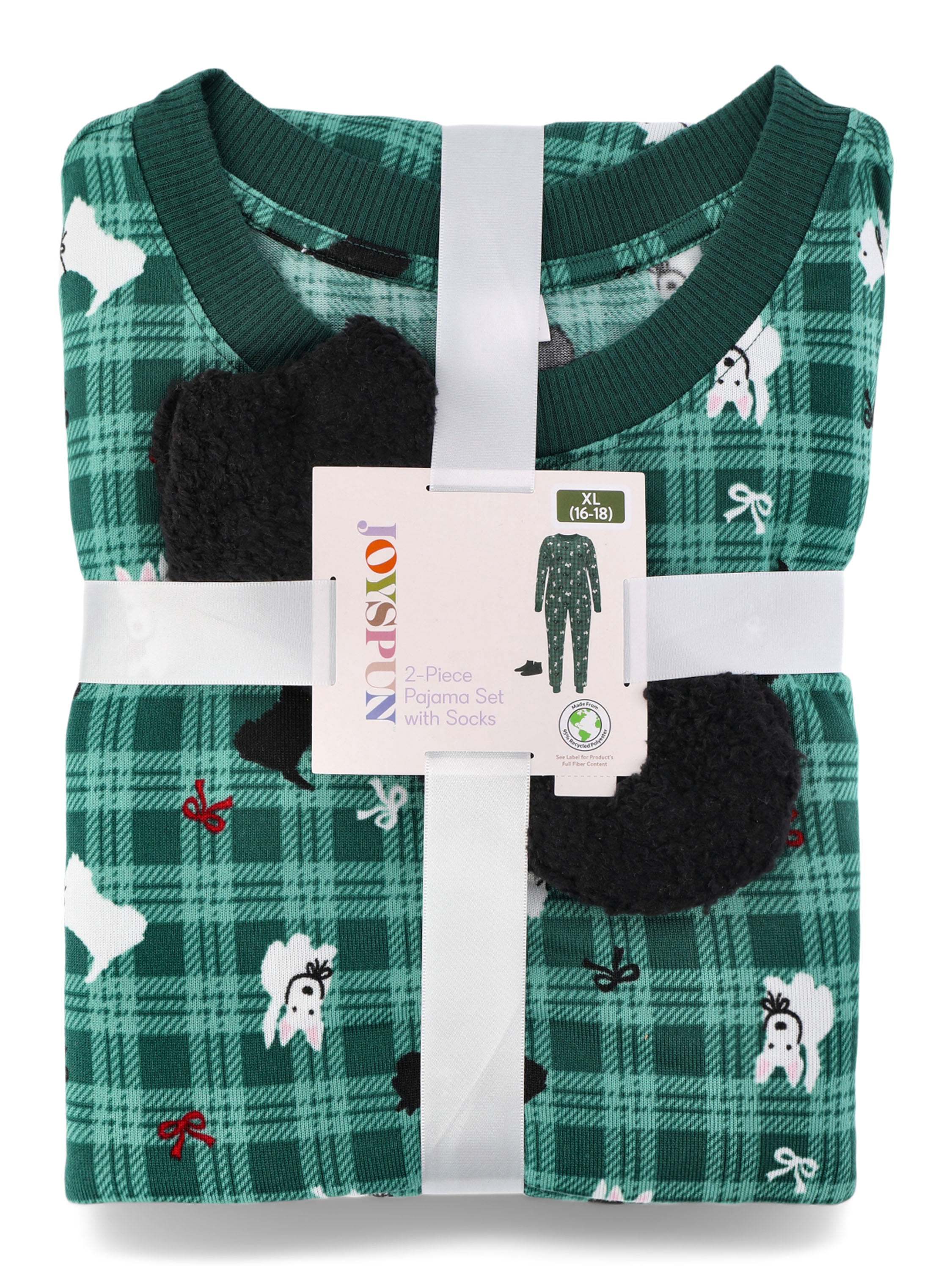 Joyspun Women's Pajama Top, Joggers and Socks Pajama Gift Set, 3-Piece, Sizes S-3X