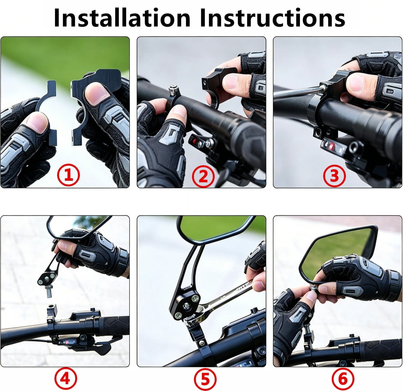1 Pair Bike Mirror, Rotaty Diamond MTB Road Cycling Bicycle Handlebar Rear View Glass