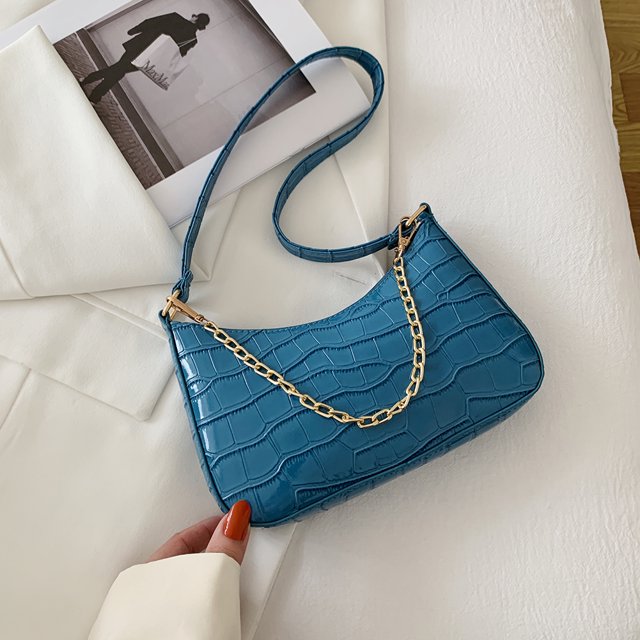Vintage mujer PU cocodrilo patrón axila bolsa cadena Hobos bolso (azul) Tmvgtek Para estrenar