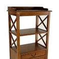 thumbnail image 2 of X Frame Wooden Rack with 2 Drawers and Open Shelf, Brown, 2 of 3