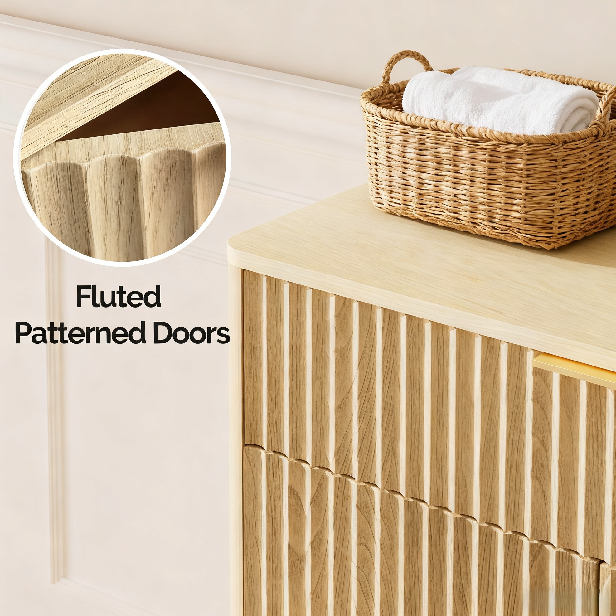 Ktaxon Modern Bathroom Cabinet with 2 Doors & Drawer, Storage Pantry with Adjustable Shelf Bathroom Floor Cupboard Wooden Freestanding for Washing Room