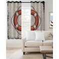 thumbnail image 4 of Red Vintage Swimming Ring Blackout Curtains for Bedroom Living Room, Nautical Ocean Wood Texture 96 In Long Thermal Insulated Room Darkening Drapes Grommet Window Treatments, 52 x 96 In, 4 of 9