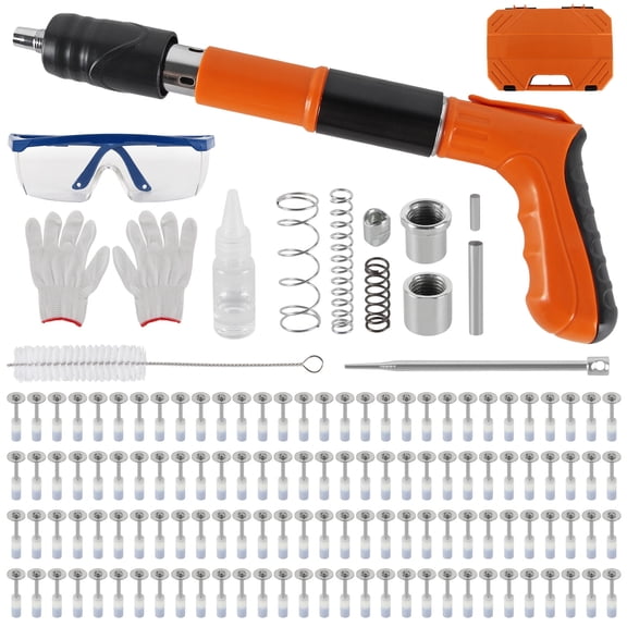 Concrete Nail Gun Kit with 120pcs Nails & Case, 5 Speed Adjustable | Manual Steel Nailgun, Portable Wall Shooting Machine Fastening Tool, Wall Anchor Wire Slotting Device Household Woodworking