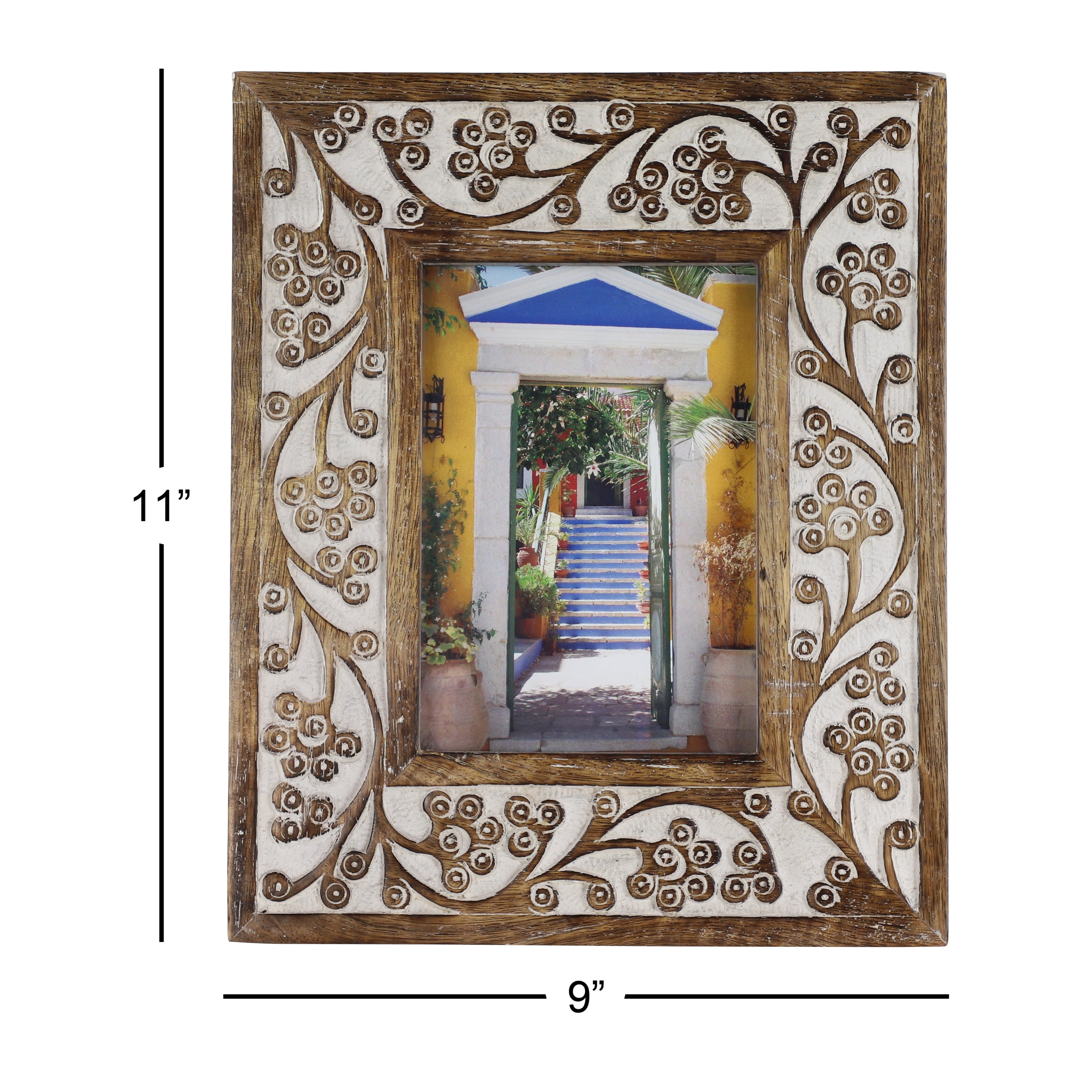 DecMode 9" x 11" (5X7) Brown Wood Traditional Photo Frame