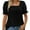 Black, variant on Womens Square Neck T Shirts Ruffle Trim Sleeve Casual Fashion Summer Tops