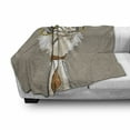 thumbnail image 3 of Indie Soft Flannel Fleece Throw Blanket, Sketch Portrait of Funny Modern Ostrich Bird Eyeglasses and Tie Hipster, Cozy Plush for Indoor and Outdoor Use, 70" x 90", Taupe Beige Yellow, by Ambesonne, 3 of 6