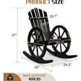 thumbnail image 2 of CRXX Adirondack Rocking Chair, Wood Wagon Rocker, Outdoor Wooden Carbonized Lounge Chairs with Wheel Armrest for Garden Patio Country Yard Porch(Black), 2 of 8