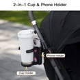thumbnail image 3 of Gromast 2 in 1 Foldable Stroller Cup Holder + Phone Holder, 360°Rotatable with Adjustable Clip, Universal Cup Holder for Stroller, Wheelchair, Bike, Walker, Scooter, Tricycle - Black, 3 of 11