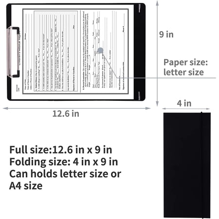 2Pack Foldable Nurse Clipboard - Black Plastic Medical Clipboard with Pocket Size & 6 Medical Cheat Sheets$$Office